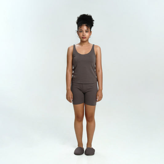 Women Seamless Tank Set in Charcoal - SALIE