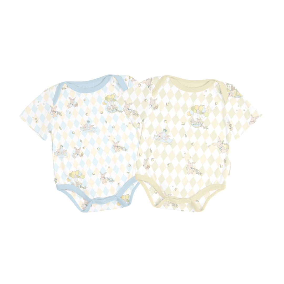 Baby Onesies Lime Green & Sky Blue Set - Rooney the Bunny