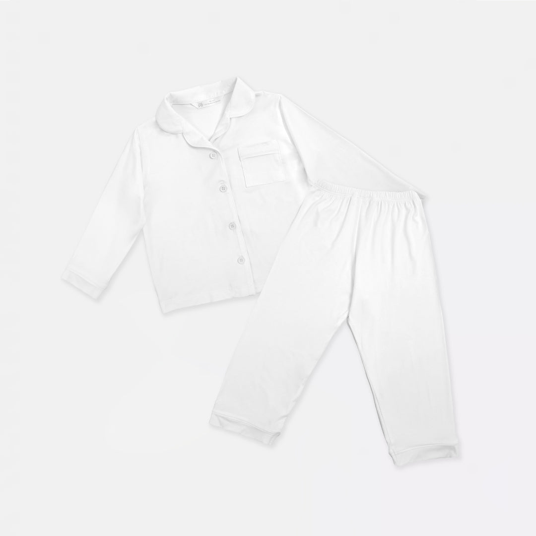 Cotton Long Button Pyjamas in Milk - Bonclair