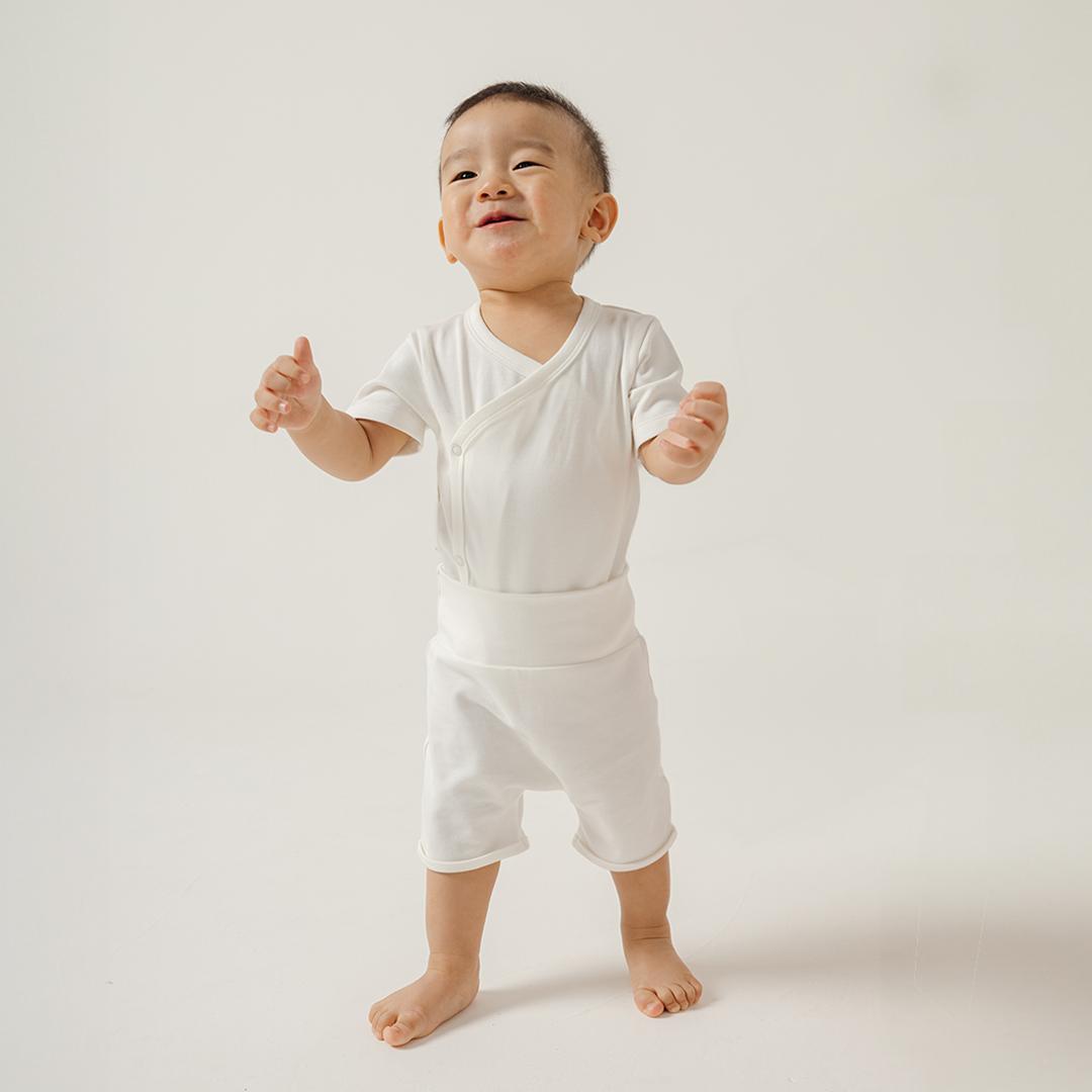 Short Wrapover Bodysuit Set in Milk - Bonclair