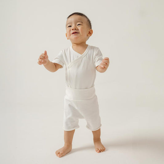 Short Wrapover Bodysuit Set in Milk - Bonclair