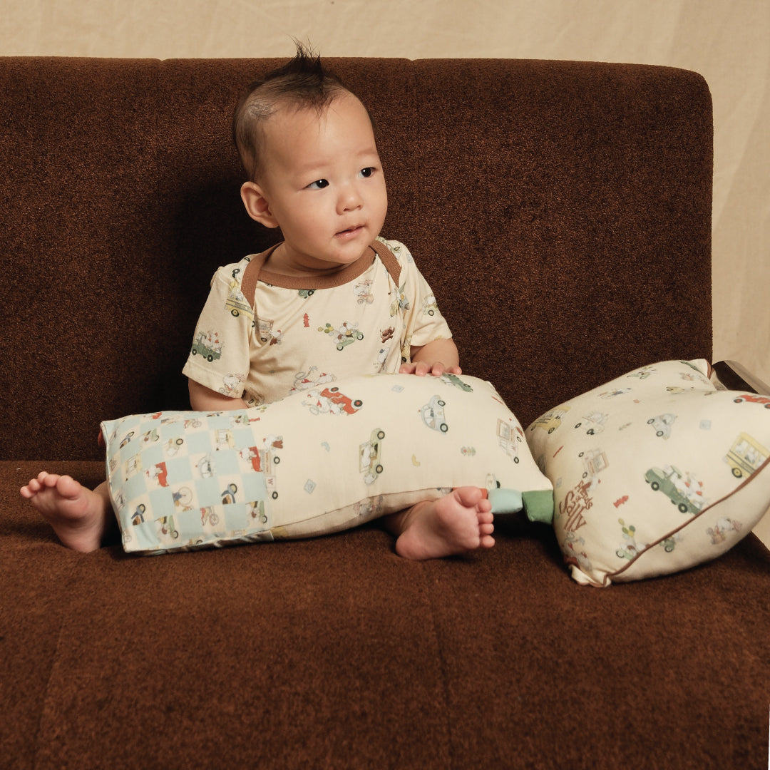Baby Head Pillow - Whimsical Wheels