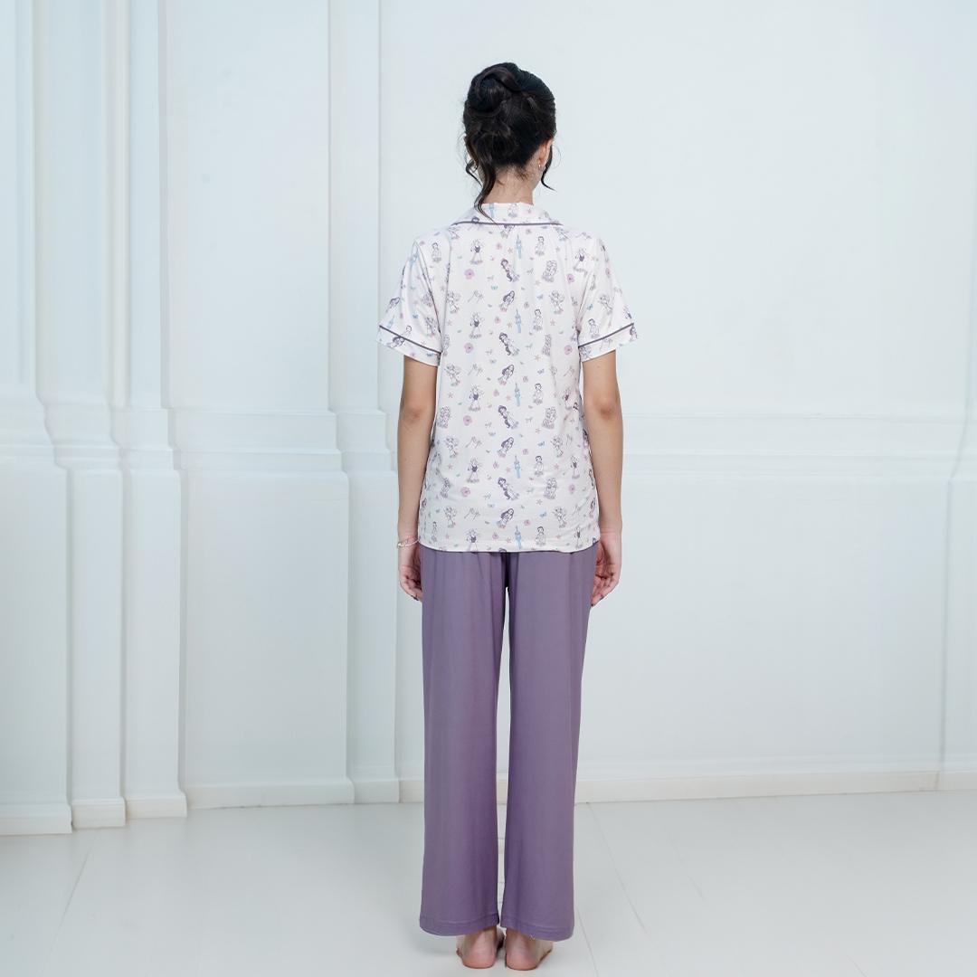 Women Long Button Pyjamas Disney Princess - SALIE