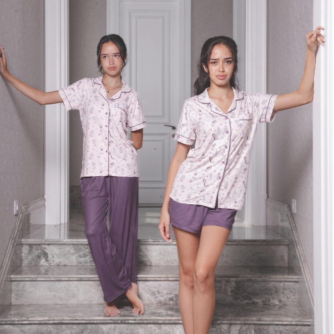 Women Long Button Pyjamas Disney Princess - SALIE