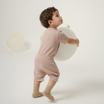 Short Wrapover Bodysuit Set in Taupe - Bonclair