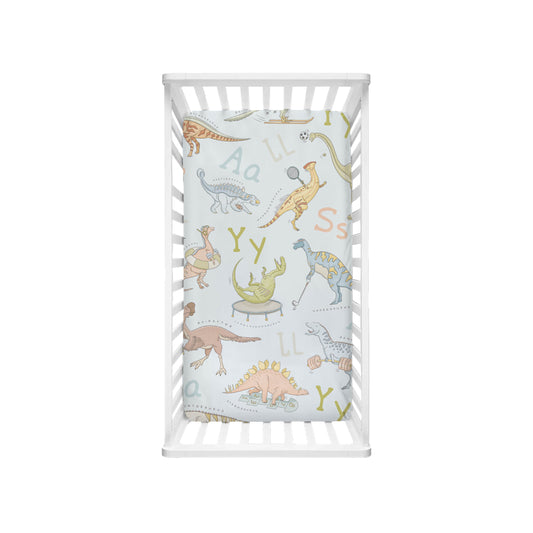 Bamboo Woven Medium Fitted Sheet - Dino Collection