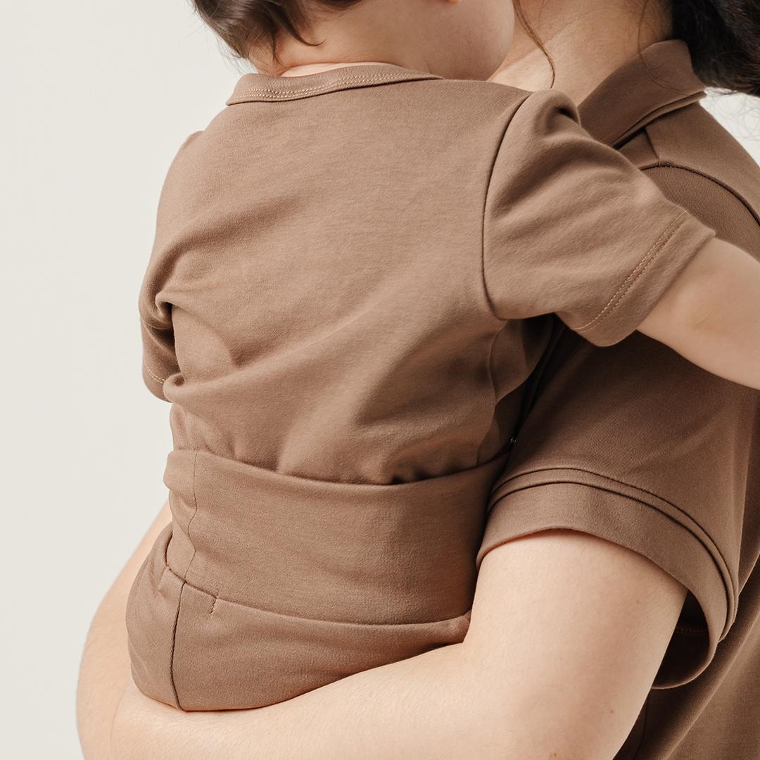 Short Wrapover Bodysuit Set in Espresso - Bonclair