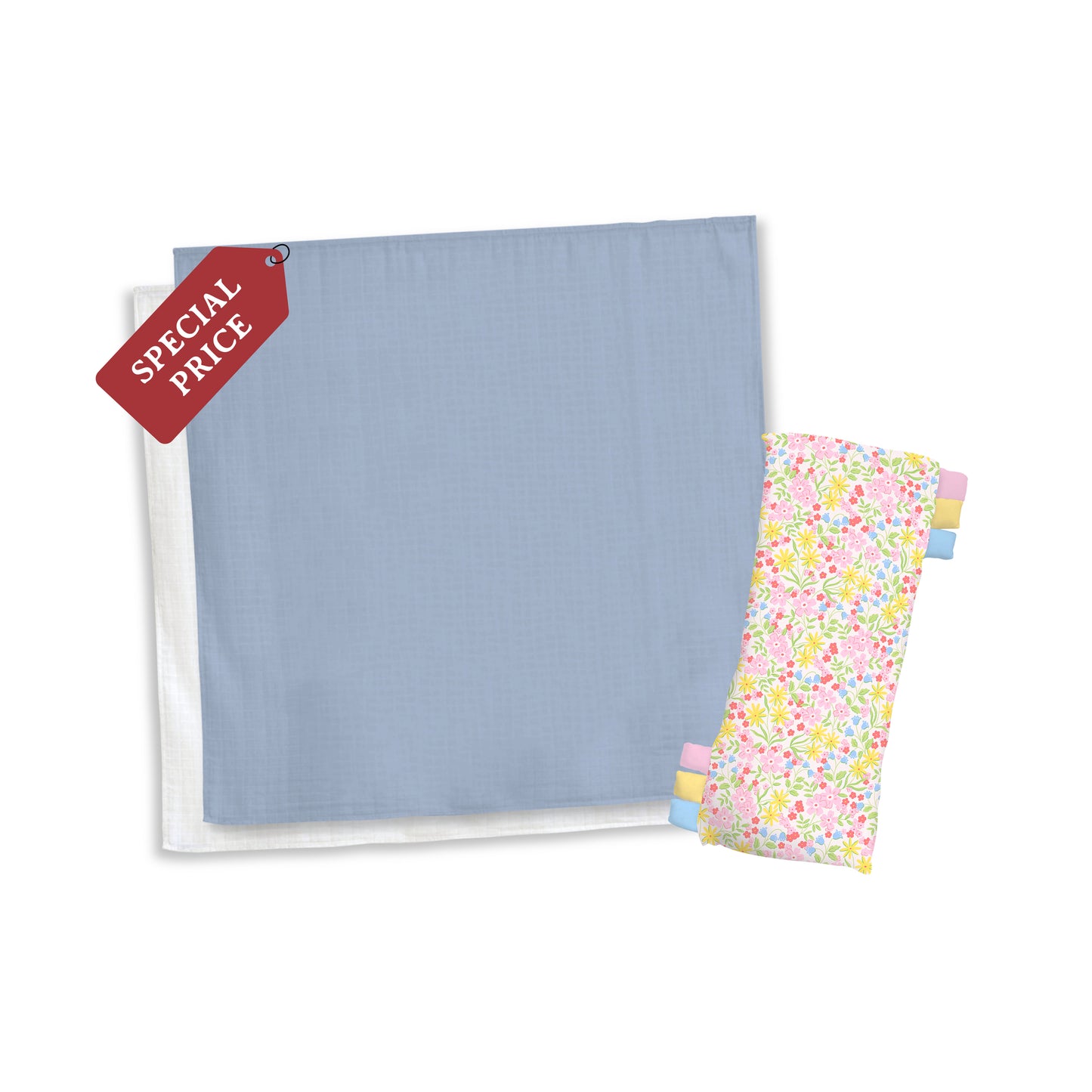 [RAYA SPECIALS] Muslin Swaddle Periwinkle Blue Bundle + Regular Hug Pillow Bundle