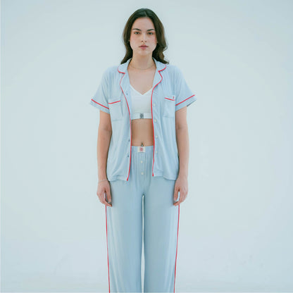 Women Bamboo Long PJs Set Dad Stripes - SALIE x Michimomo