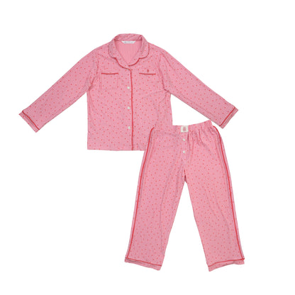 Kids Bamboo Long Button PJs Confetti Hearts - SALIE x Michimomo