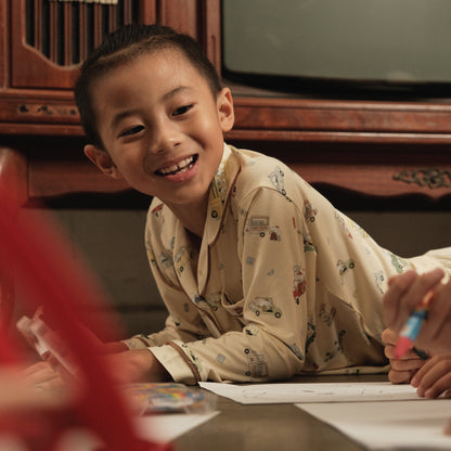 Button Pyjamas - Whimsical Wheels