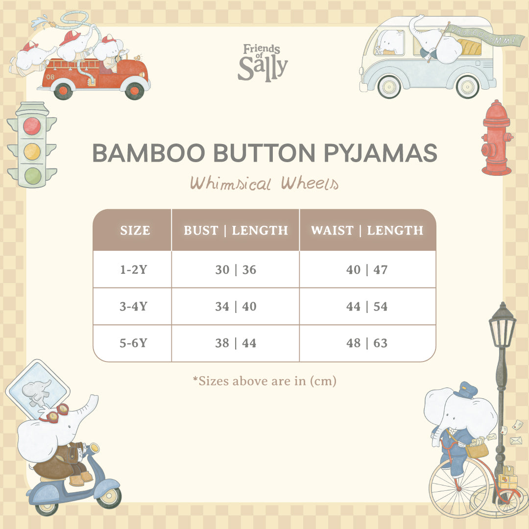 Button Pyjamas - Whimsical Wheels