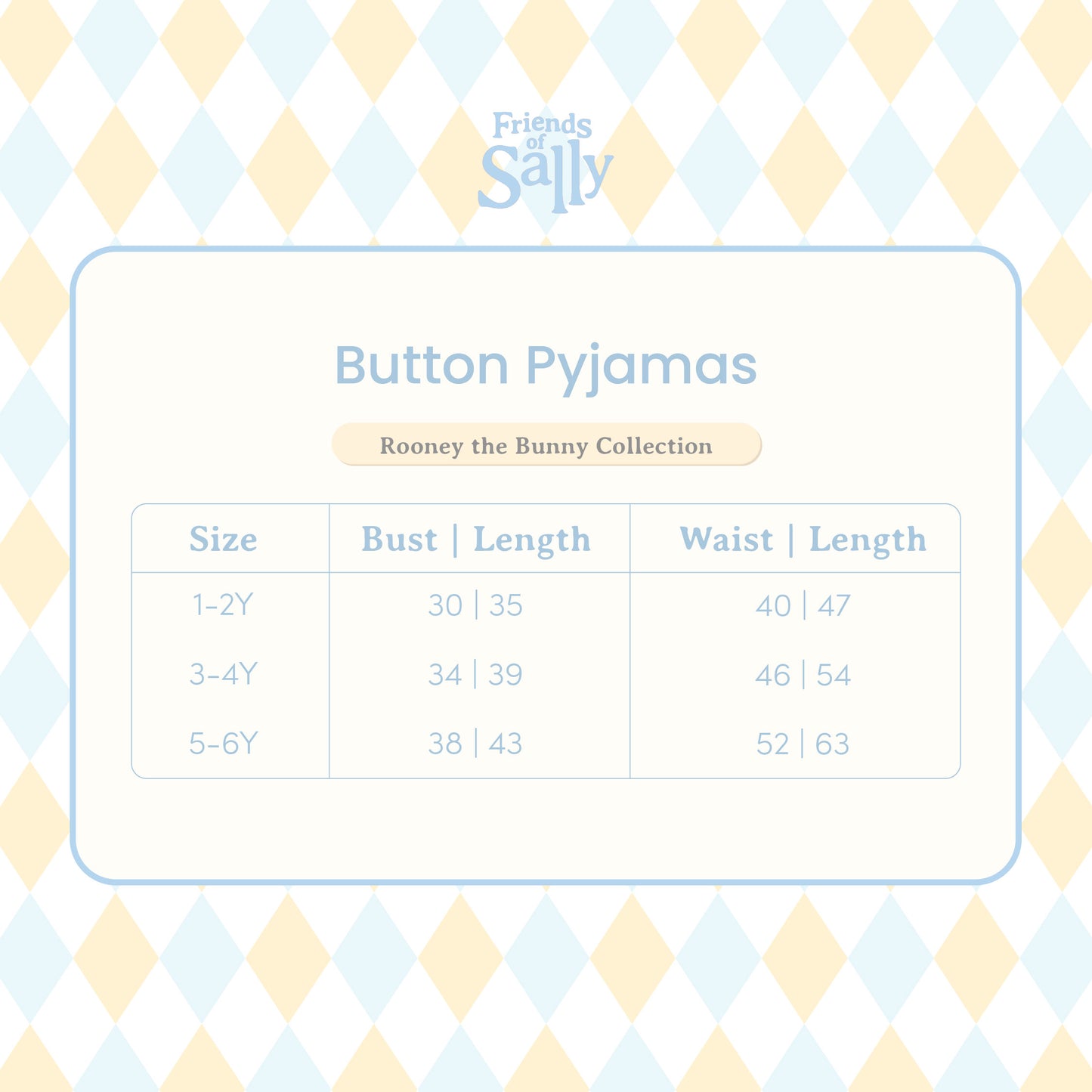 Button Pyjamas Sky Blue - Rooney the Bunny