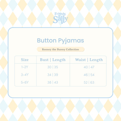 Button Pyjamas Sky Blue - Rooney the Bunny