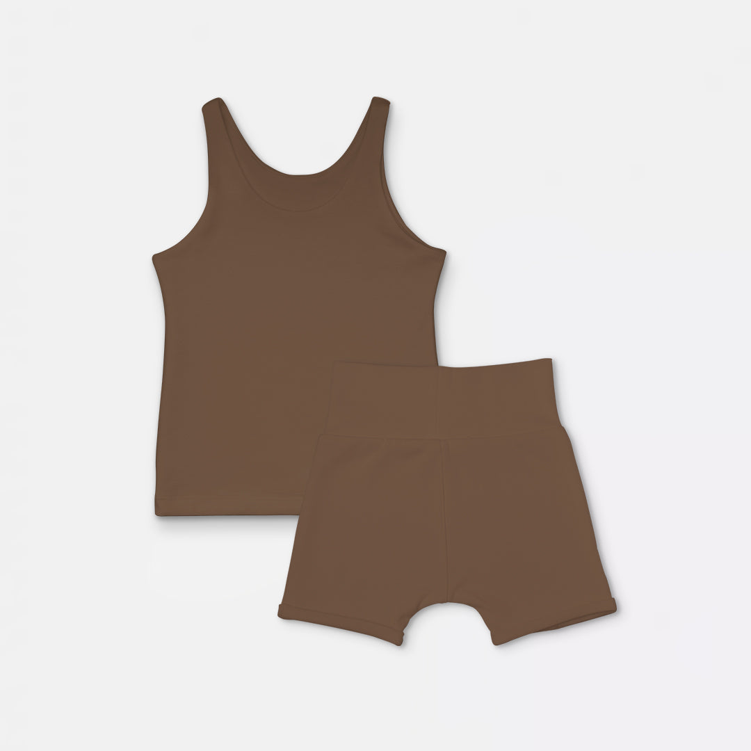 Kids Seamless Tank Set in Espresso - Bonclair