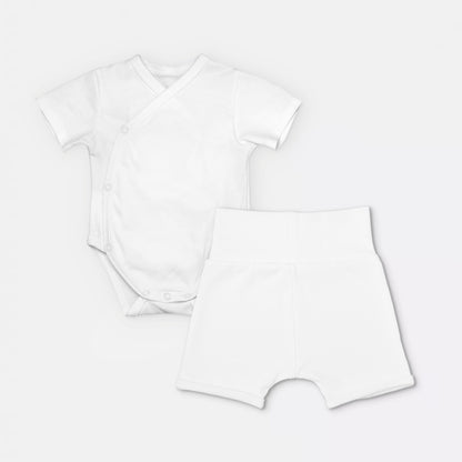 Short Wrapover Bodysuit Set in Milk - Bonclair
